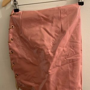 Pink faux leather skirt